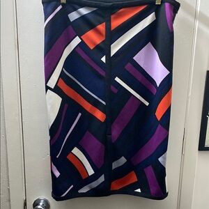 Worthington Black and Purple Geometric Knee-Length Cocktail Skirt